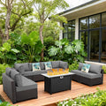 9 Pieces Wicker Patio Furniture Set Outdoor PE Rattan Sectional Conversation by Lvidenoutdoor
