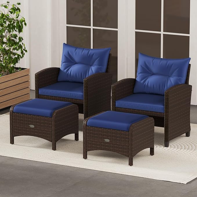 RELAX4LIFE Wicker Outdoor Ottomans - Image 8