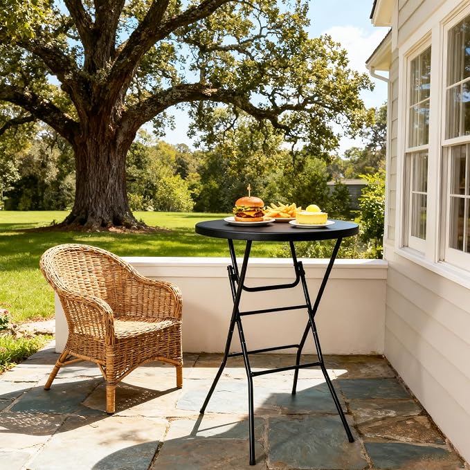 Folding Round Table, 32in Cocktail Table, High Top Table - Image 8