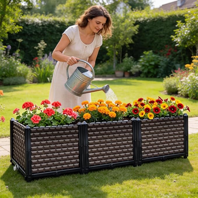 Large Planters for Outdoor Plants 14" Tall Planter Box, Raised Beds for - Image 2
