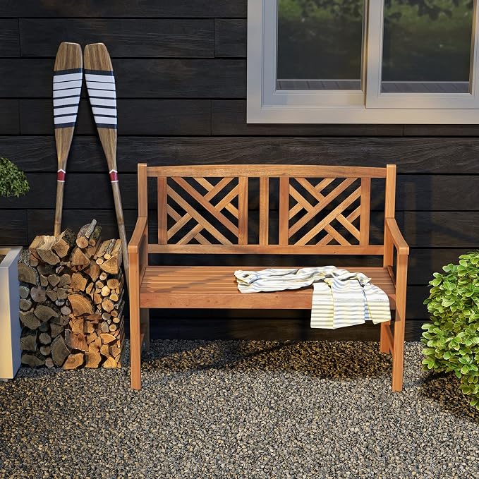 Giantex Outdoor Wooden Garden Bench - Image 2
