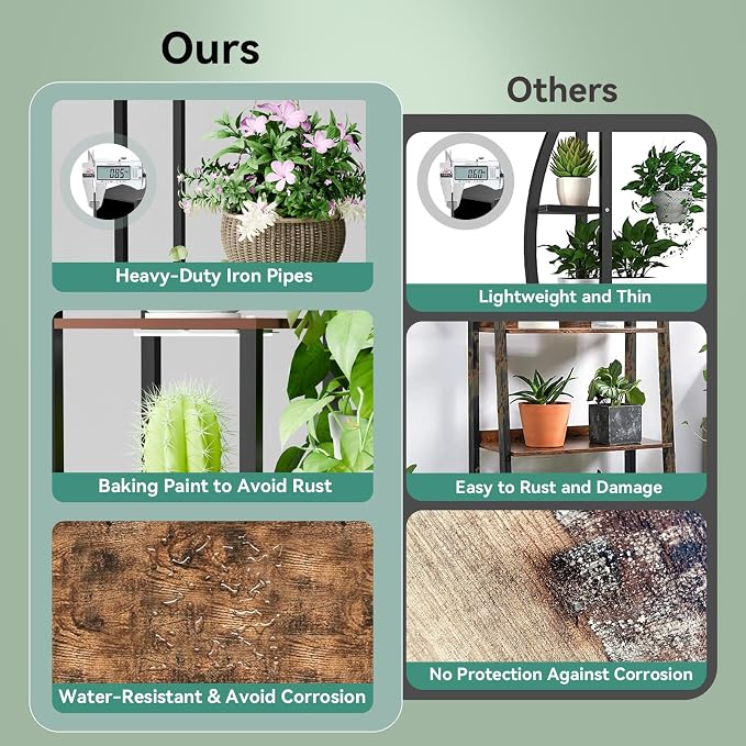 Plant Stand Indoor with Grow Lights 11 Tiered Wood Indoor Plant Shelf 62" Tall - Image 5