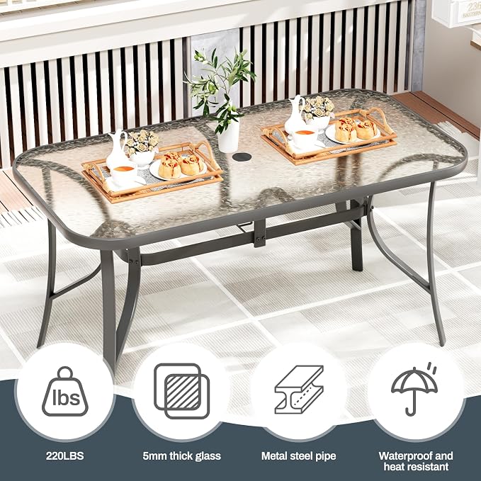 TLSUNNY 7 Pieces Patio Dining Set, Outdoor Table and Chairs W/1.69″ Umbrella - Image 5