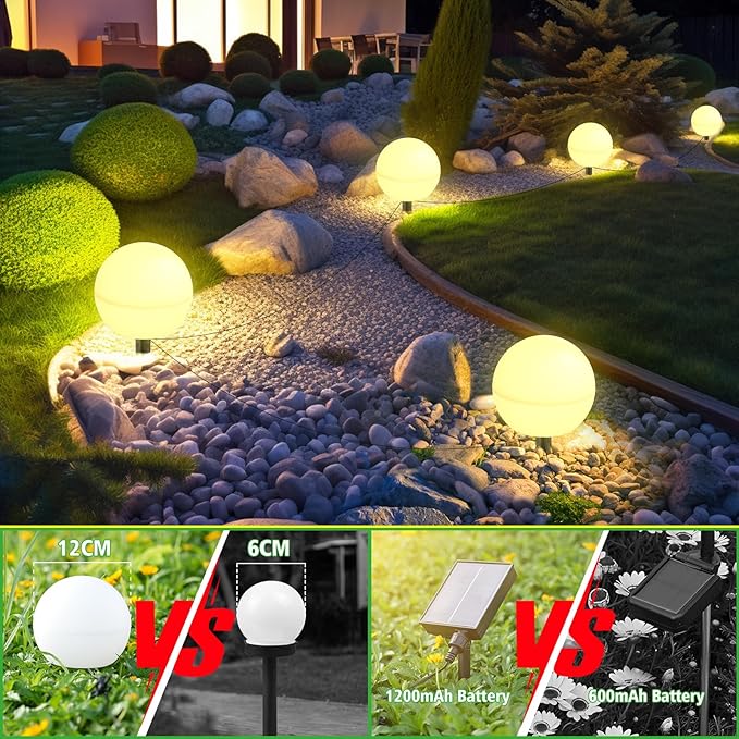 Solar Lights Outdoor Waterproof Decorations, 5 Pack Solar Globe Lights - Image 5