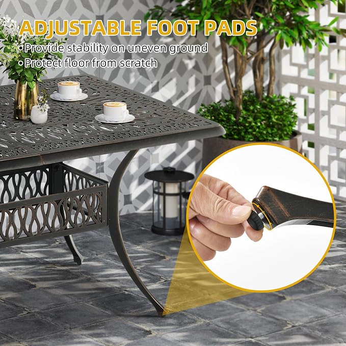 DWVO Cast Aluminum Outdoor Dining Table, Patio Dining Table - Image 5