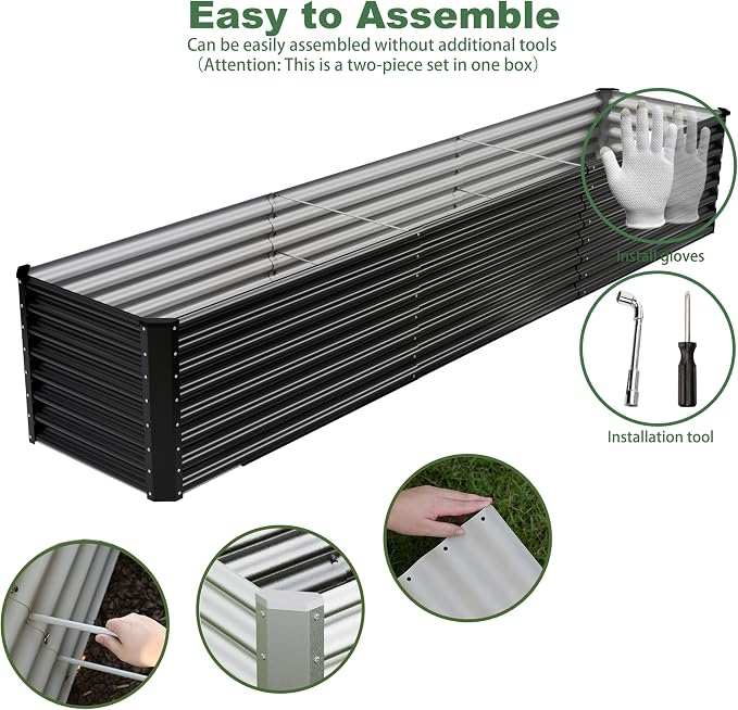 12x2x2ft Raised Garden Beds Outdoor Kit, Galvanized Planter Garden Boxes Outdoor - Image 6