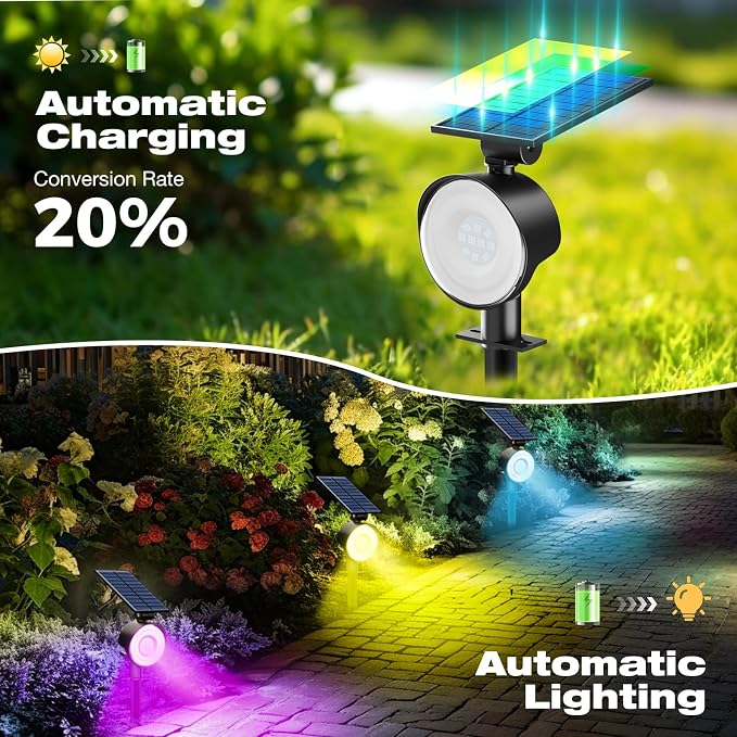nipify 2 Pack Solar Spot Lights Outdoor Waterproof, Solar Spotlight Light - Image 4
