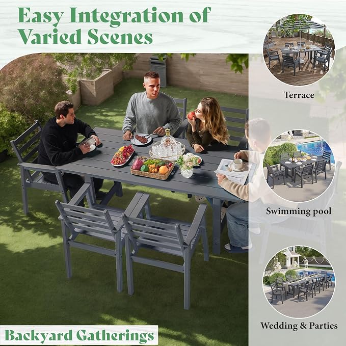 AMERLIFE 7-Piece HDPE Outdoor Dining Set - Image 8