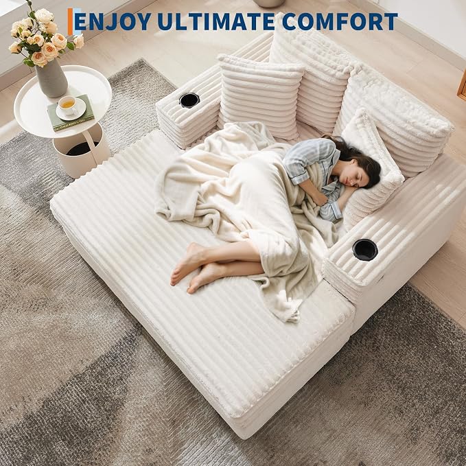 GarveeHome 60-inchOversized Chaise Lounge Chair Indoor, Comfy Corduroy Lounge - Image 7