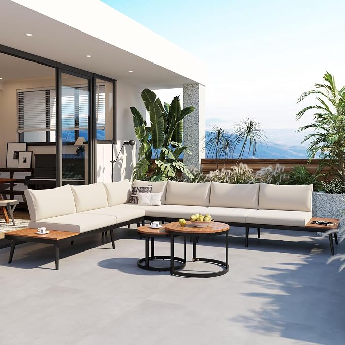 LUMISOL 6 Piece Patio Furniture Set, Outdoor Sectional Sofa Set - Image 3