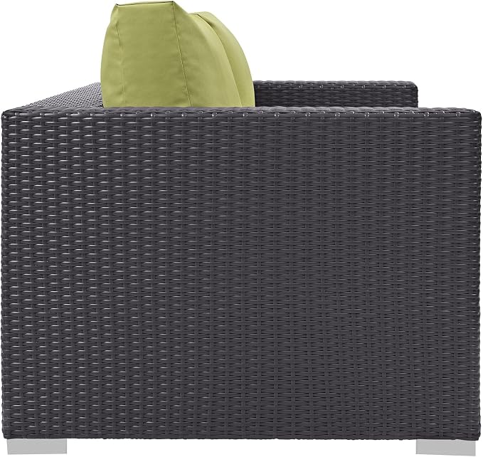 Modway Convene Wicker Rattan Outdoor Patio Loveseat in Espresso Peridot - Image 4