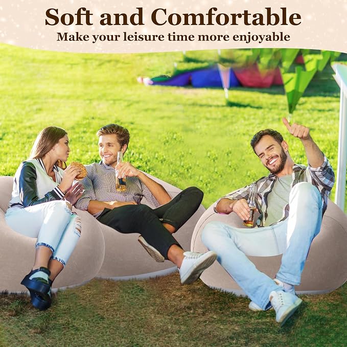 Realspring Inflatable Bean Bag Chairs Outdoor Blow up Camping Chairs Inflatable - Image 6