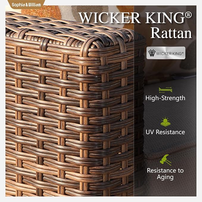 Sophia & William Large Patio Furniture Set, 8 Piece Luxury Rattan Outdoor - Image 5