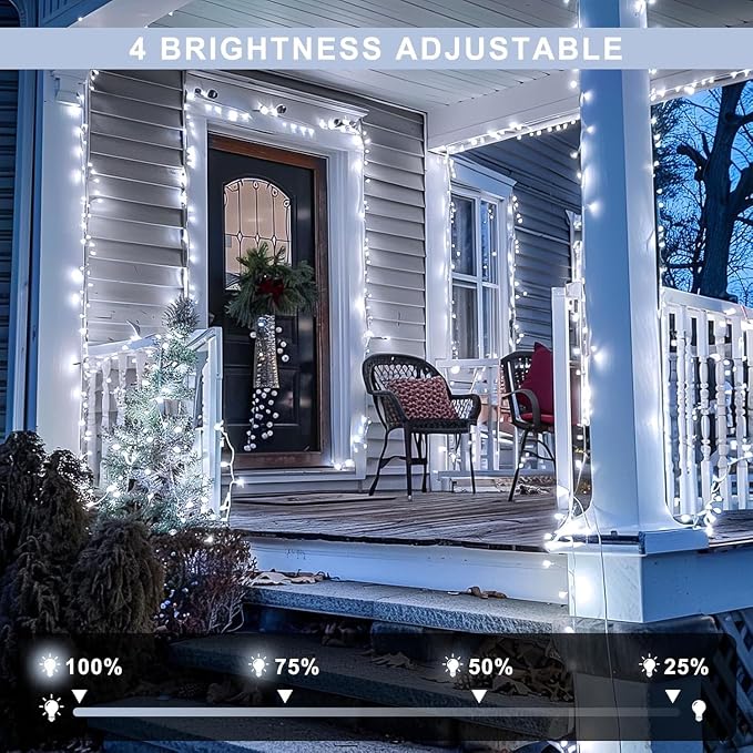 JMEXSUSS 132 ft 400 LED White Christmas Lights Indoor Outdoor Waterproof - Image 2