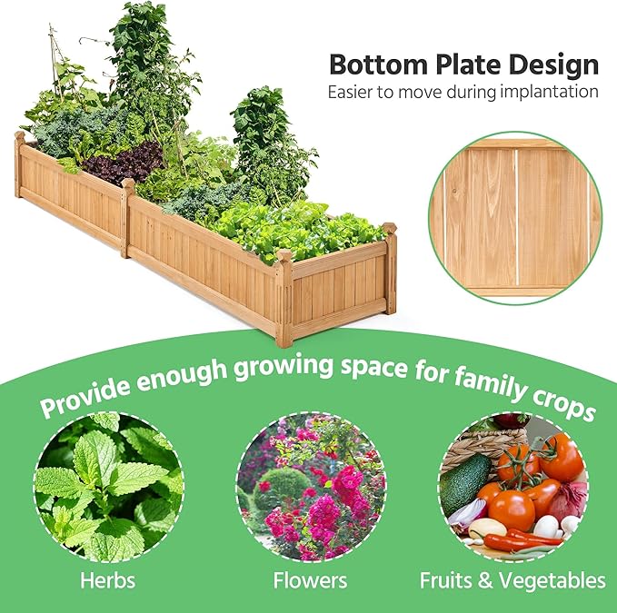 Yaheetech 90.5″ L×23.5″ W×16″ H Wooden Raised Garden Bed, Horticulture Wood - Image 6