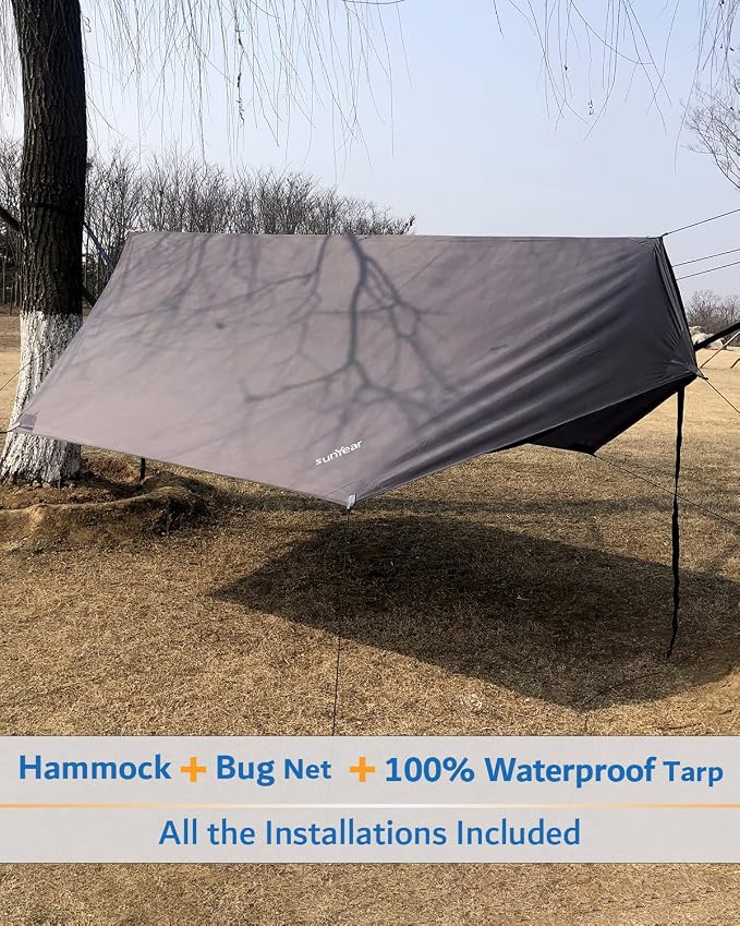 Sunyear Camping Hammock, Portable Single & Double Hammock - Image 3