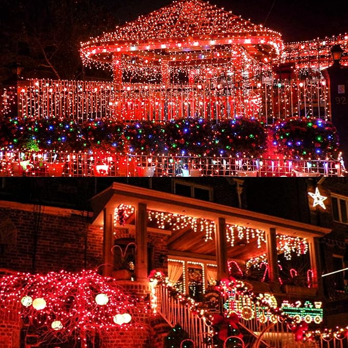 Upgraded 75.8 FT 200 LED Red Christmas Lights Outdoor Indoor, Memory Function & - Image 5
