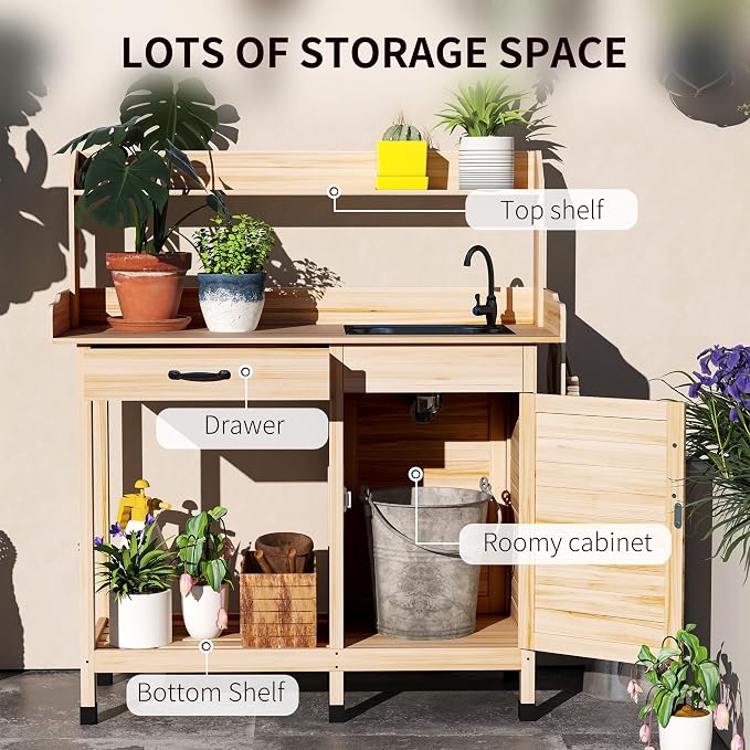 Outsunny Potting Bench Table - Image 3