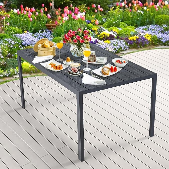 AECOJOY 60" Outdoor Dining Table, Aluminum Patio Table - Image 2