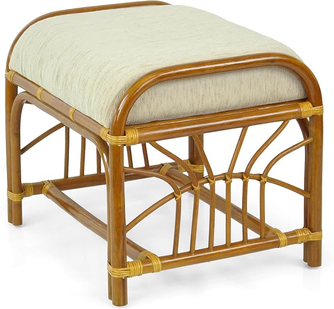Krit Handmade Rattan Wicker Ottoman Footstool - Image 4