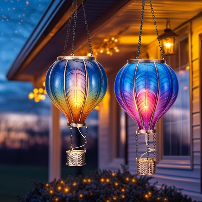 TERESA'S COLLECTIONS 2 Pack Hanging Solar Lantern Outdoor Garden Decor - Image 6