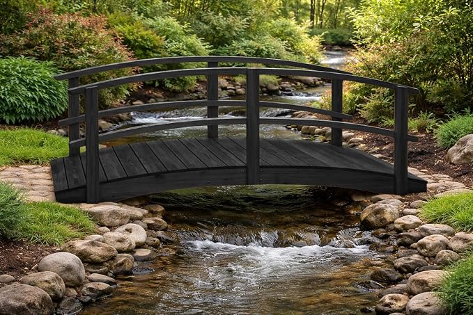10 FT Black Amish Made Garden Bridge - Image 5