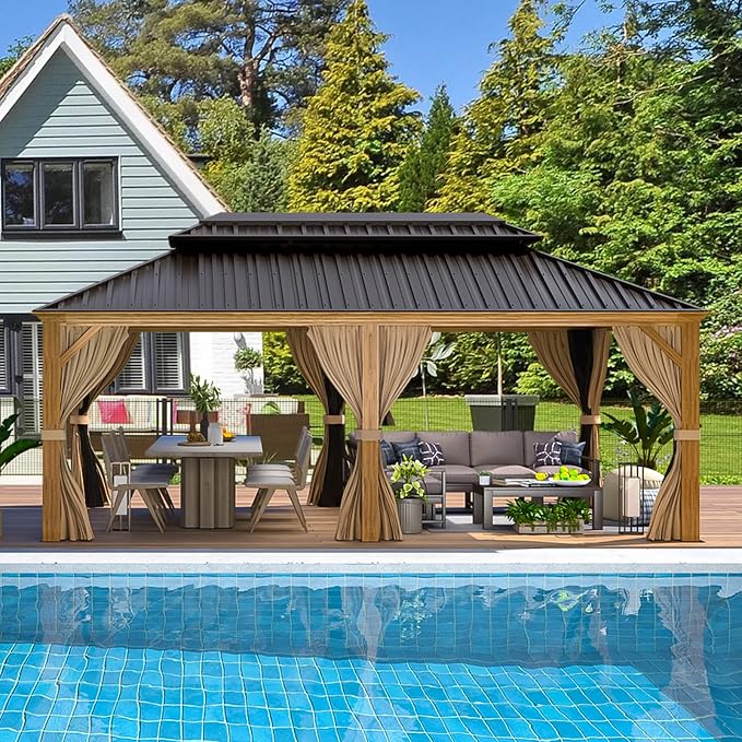 EROMMY 12'x20' Gazebo, Galvanized Steel Double Roof - Image 8