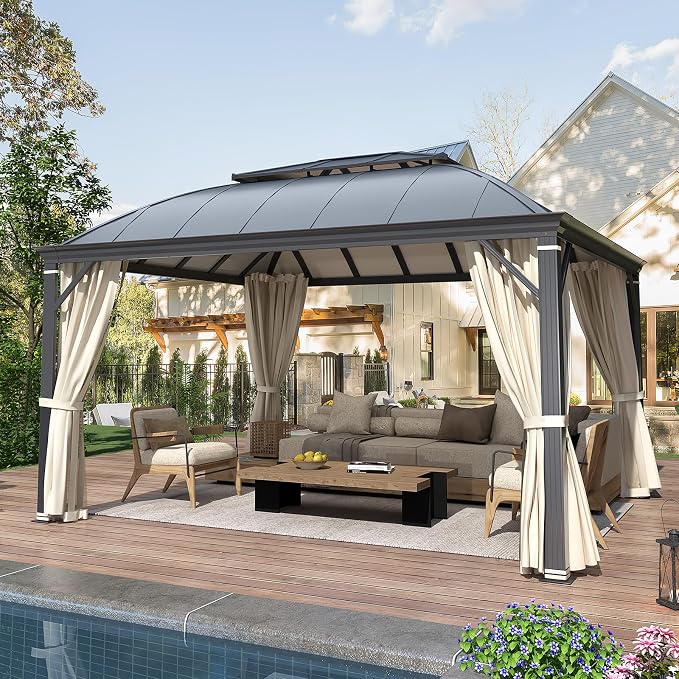 YOLENY 12'x14' Hardtop Gazebo, Permanent Outdoor Aluminum Patio Gazebo - Image 6
