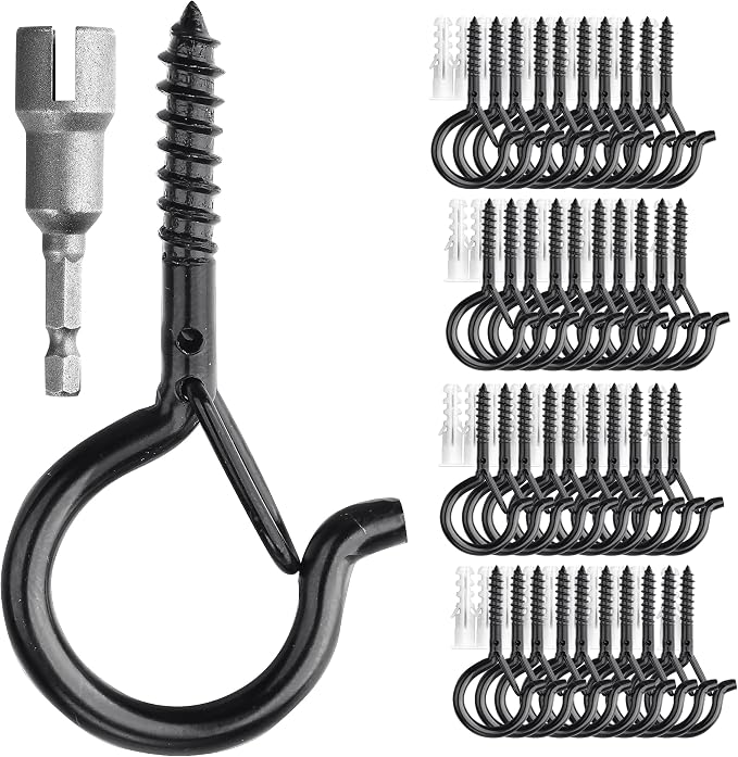PlusRoc 40 Pack Ceiling Hooks for Hanging Plants Outdoor String Lights Heavy by PlusRoc