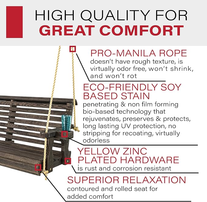 Amish Casual Heavy Duty 800 Lb Roll Back Treated Porch Swing - Image 3