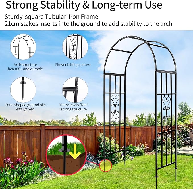 Arbors, Curved Metal Endurable Iron Trellis Plants Stand Use - Image 4