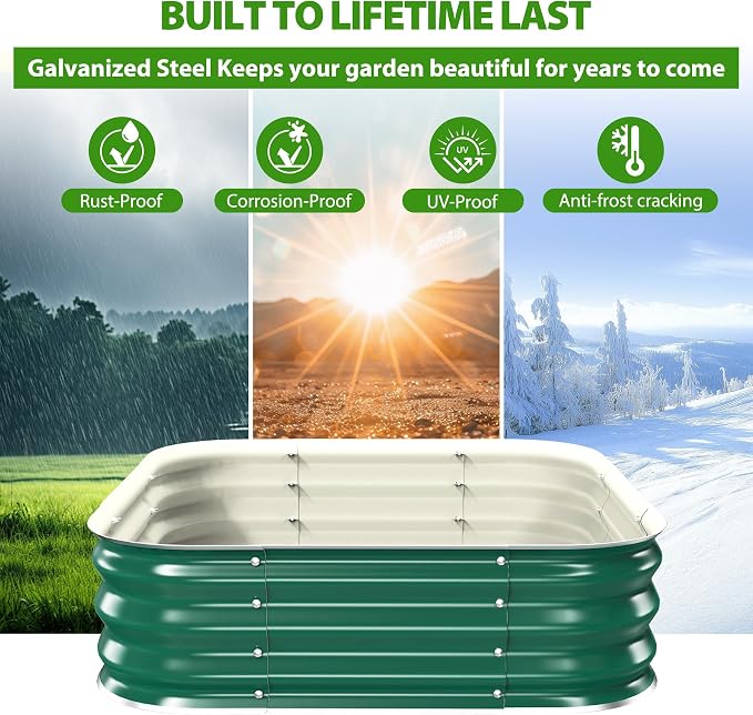 Galvanized Raised Garden Bed for Gardening, Modular Above Ground Growing - Image 3