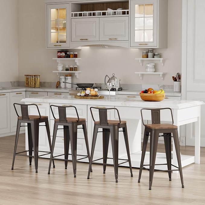 Changjie Furniture 30 Inch Bar Stools Set of 4 Industrial Metal Barstools Bar - Image 3