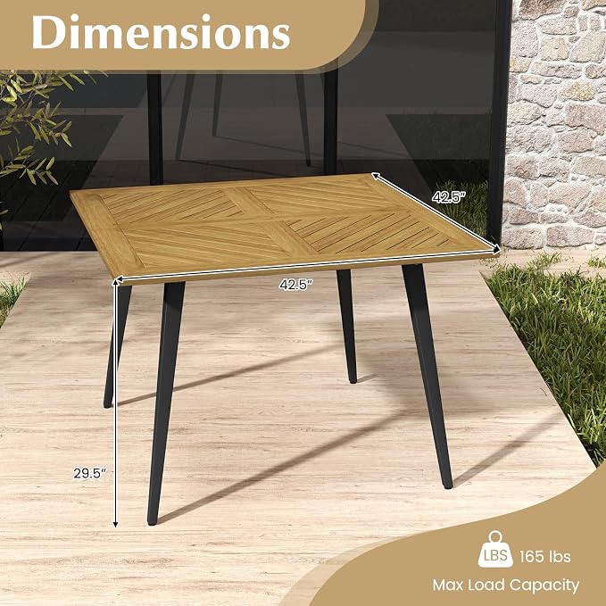 Tangkula 42.5" Acacia Wood Outdoor Dining Table - Image 3