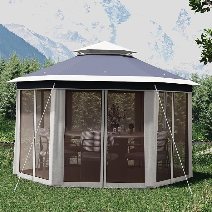 13' x 13' Pop-Up Gazebo, Hexagonal Canopy Shelter - Image 6