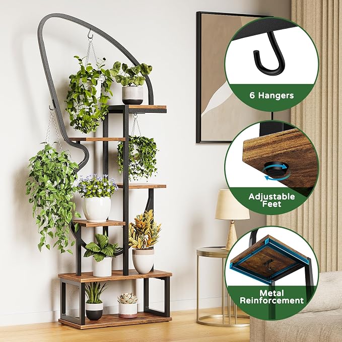 6 Tier Plant Stand Indoor Butterfly-Shaped, Tall Metal Plant Stand - Image 2