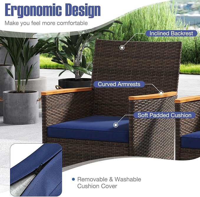 Tangkula 9 Pieces Rattan Outdoor Dining Set - Image 4