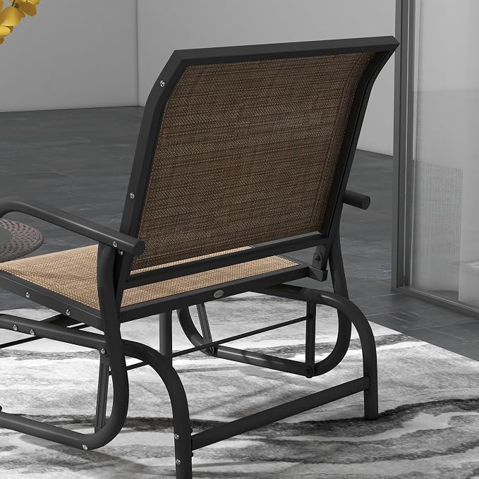 Outsunny Porch Glider Set of 2, Metal Frame Swing Glider Chair - Image 9