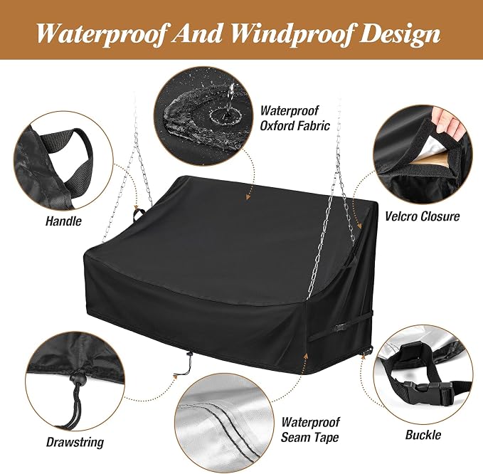 Kasla Porch Swing Seat Cover, Waterproof Swing Covers - Image 3