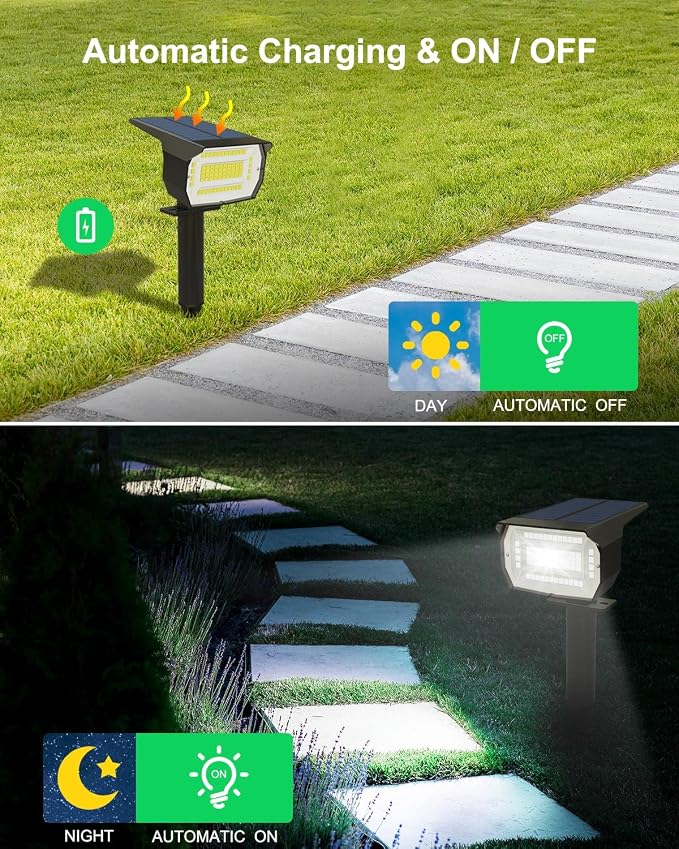 LOTMOS Solar Spot Lights Outdoor, 6 Pack/72 LED/3 Lighting Modes 2-in-1 Solar - Image 4