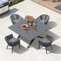 PURPLE LEAF 5 Pieces Oversized Square Outdoor Dining Set by PURPLELEAF