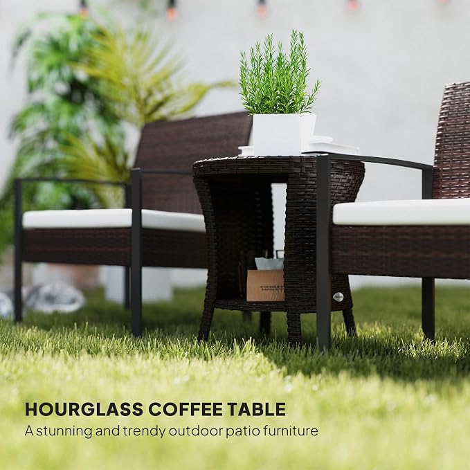 Outsunny 18" Outdoor Wicker Coffee Table, 2-Tier Patio Side Table - Image 4