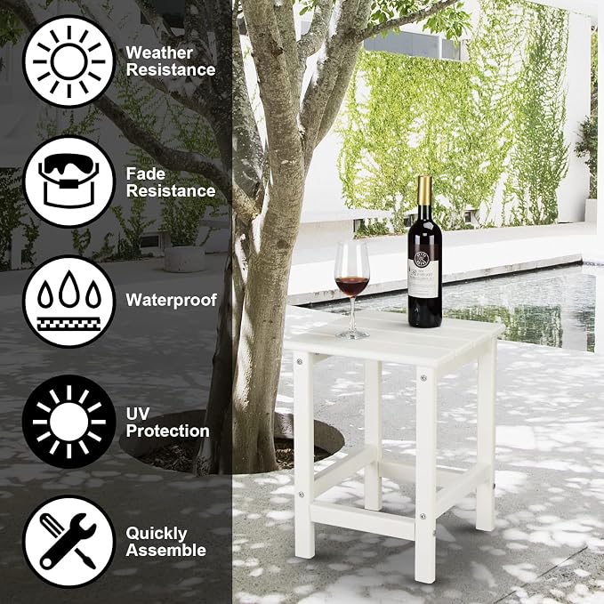 Beach Outdoor Side Table with 2 Layer Storage, Plastic Waterproof and UV - Image 9