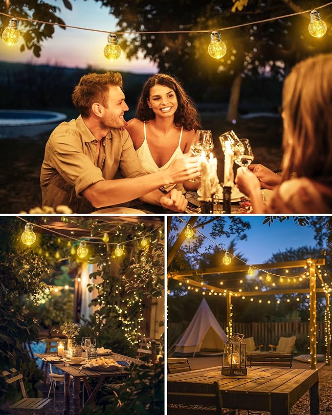 Brightown Solar String Lights Outdoor, 2 Pack 30Ft Vintage Hemp Rope Patio - Image 7