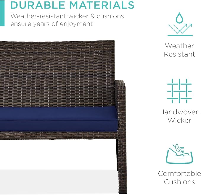 Best Choice Products 4-Piece Outdoor Wicker Patio Conversation Furniture Set - Image 3
