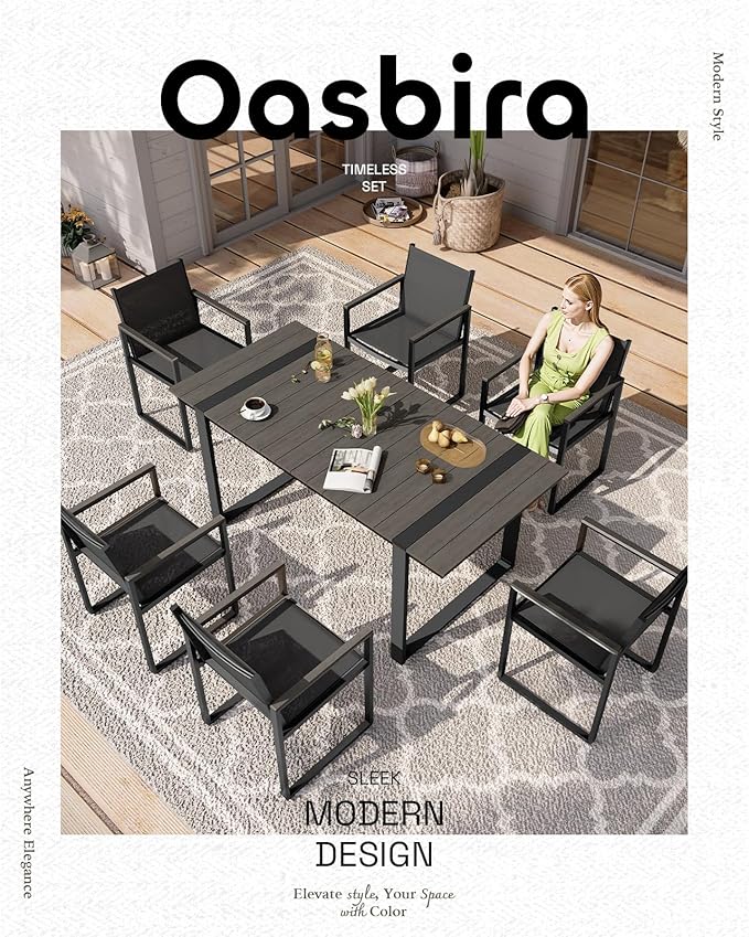 Outdoor Table and Chairs of 4, Patio Dining Sets, HDPS + Aluminum Outdoor - Image 6