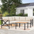 MELLCOM 6 Pieces Patio Furniture Sets, L-Shaped Patio Conversation Sets Metal by MELLCOM