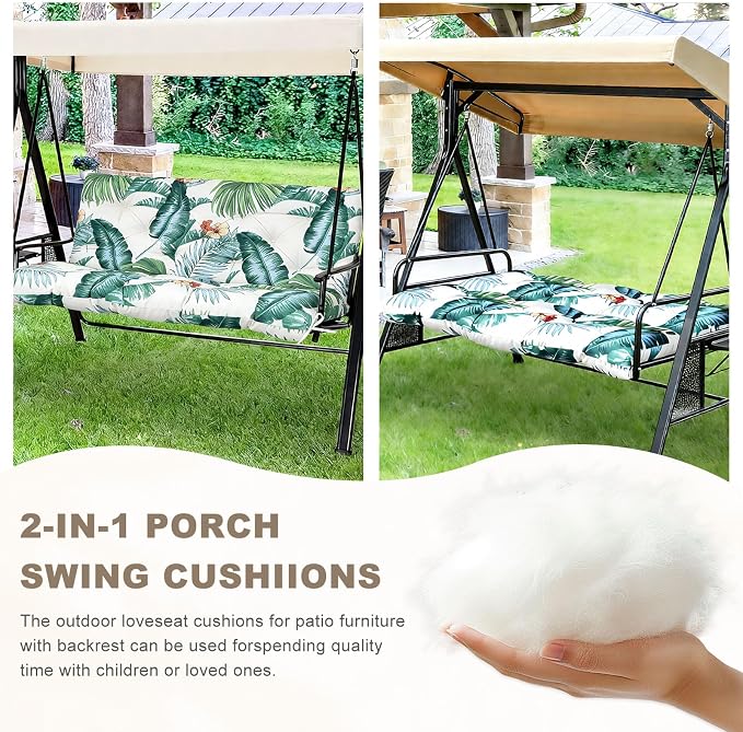 Porch Swing Cushion with Backrest, Waterproof Bench Cushion - Image 4