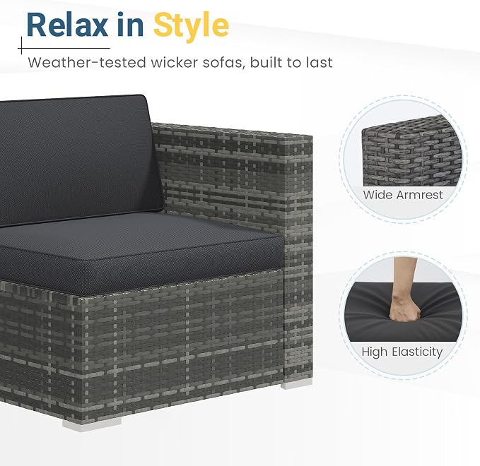 Wisteria Lane 5 Piece Outdoor Patio Furniture Set, All Weather Wicker Rattan - Image 3
