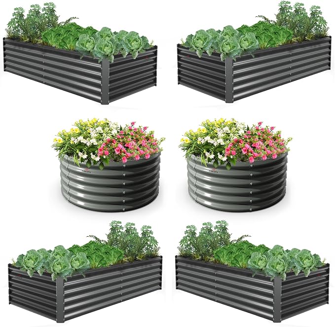 A ANLEOLIFE 6-Pack 4X4X1.5ft & 6X3X1.5ft Deep Root Galvanized Raised Garden by AAnleolife